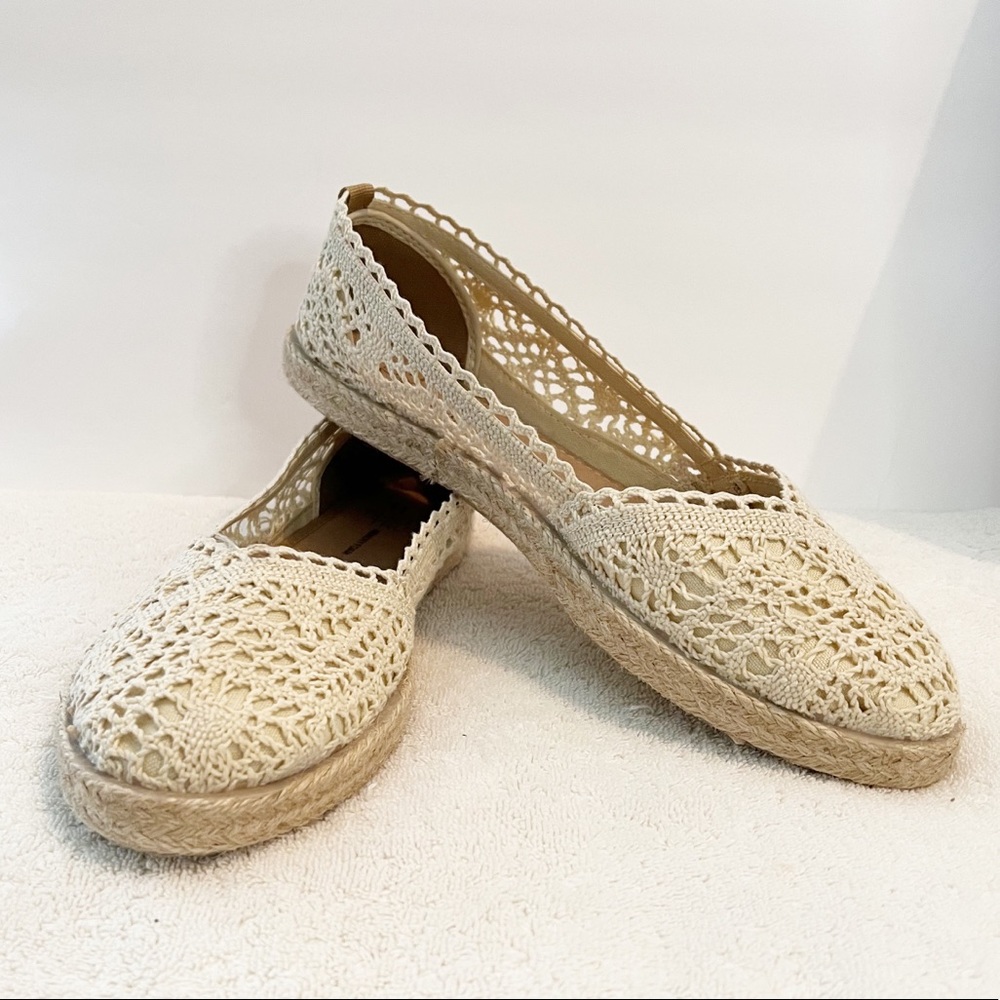 [Time & Tru] Woman’s Cream Crochet Slip On Espadrilles Boho Cottagecore 11